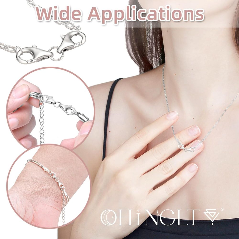 OHINGLT Double Lobster Claw Clasps 925 Sterling Silver Necklace Extender, Double End Design Necklace Clasps and Closures, Bracelet Connector Suitable for Jewelry Making - Image 5